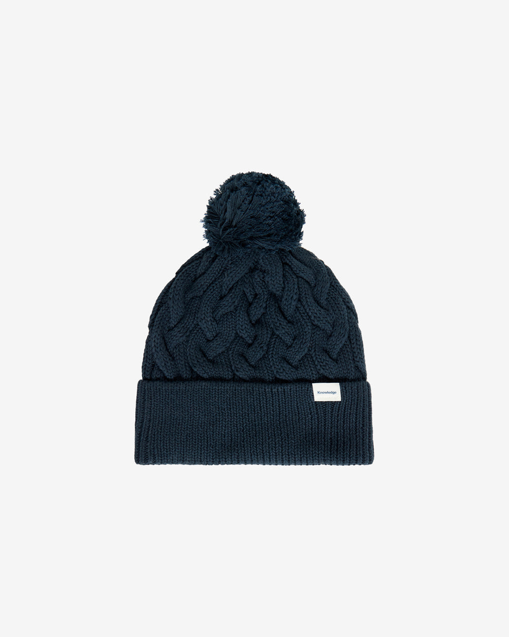 KnowledgeCotton Apparel - UNI Tassel cable beanie Hats 1001 Total Eclipse