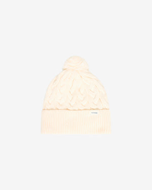 KnowledgeCotton Apparel - UNI Tassel cable beanie Hats 1387 Egret
