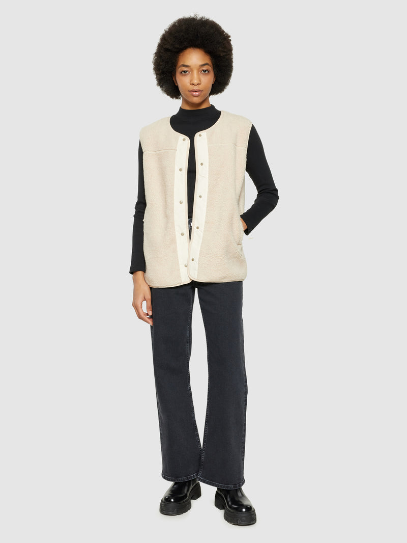 KnowledgeCotton Apparel - WMN Teddy crew neck vest - GRS/Vegan Fleeces 9999 Item Colour