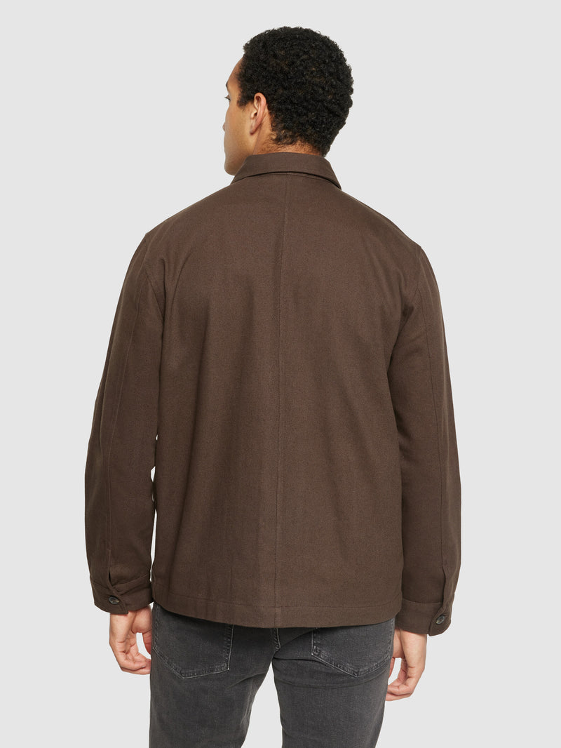 KnowledgeCotton Apparel - MEN Twill overshirt GOTS/Vegan Overshirts 1243 Demitasse (brown)