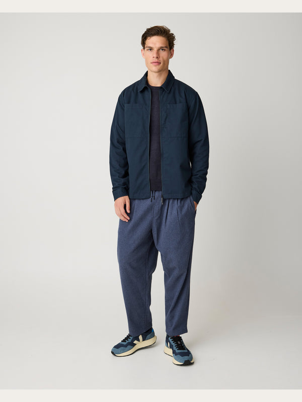 KnowledgeCotton Apparel - MEN Twill zip overshirt Overshirts 1001 Total Eclipse