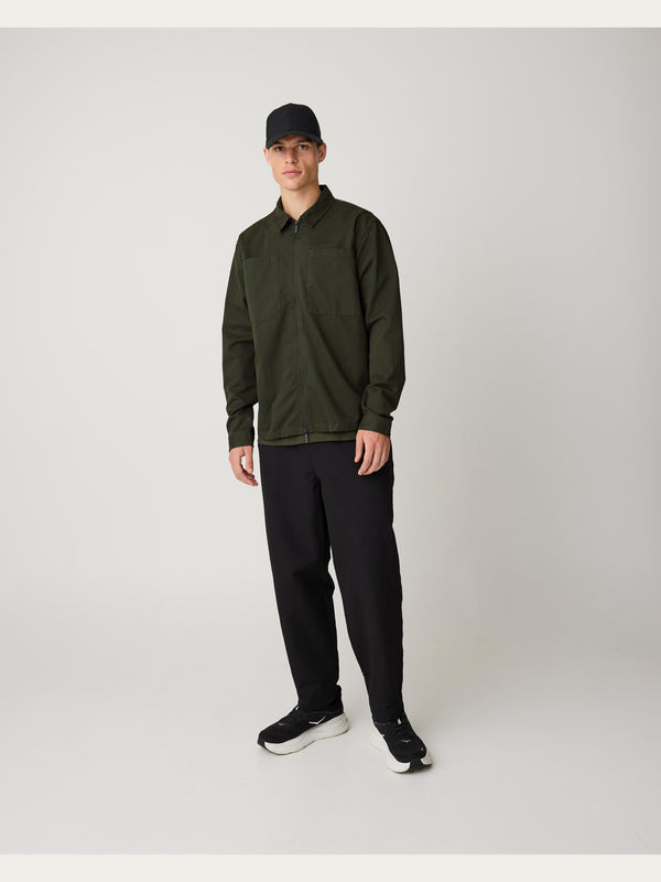 KnowledgeCotton Apparel - MEN Twill zip overshirt Overshirts 1090 Forrest Night