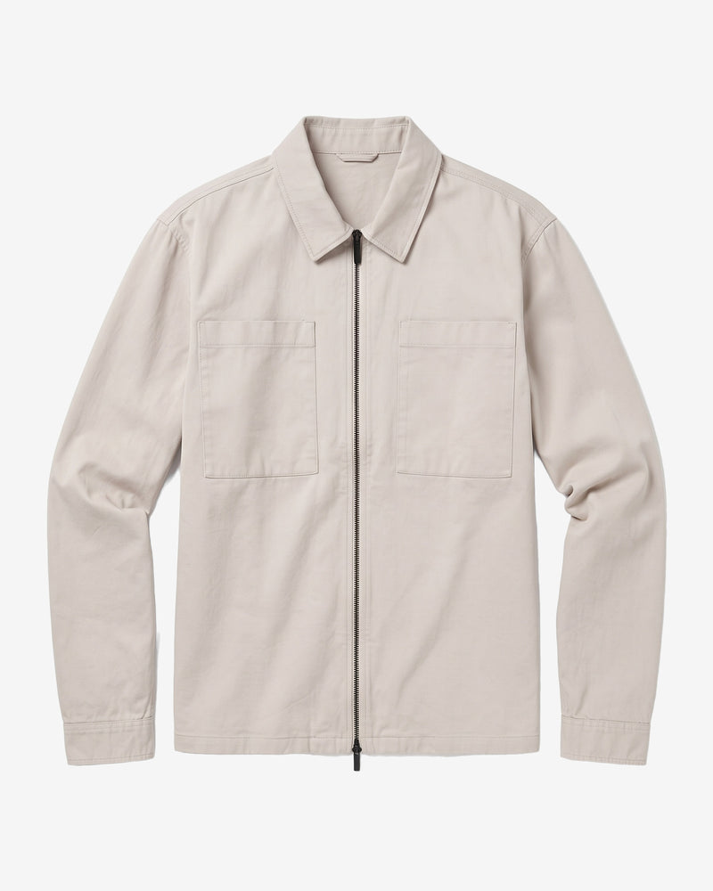 KnowledgeCotton Apparel - MEN Twill zip overshirt Overshirts 1228 Light feather gray