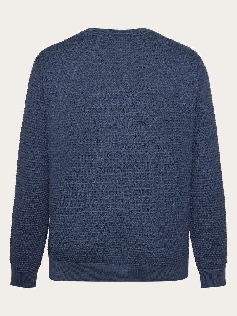 KnowledgeCotton Apparel - MEN VAGN regular bubble knit crew neck - - Regenerative Organic Certified™ - GOTS/Vegan Knits 1226 Vintage Indigo