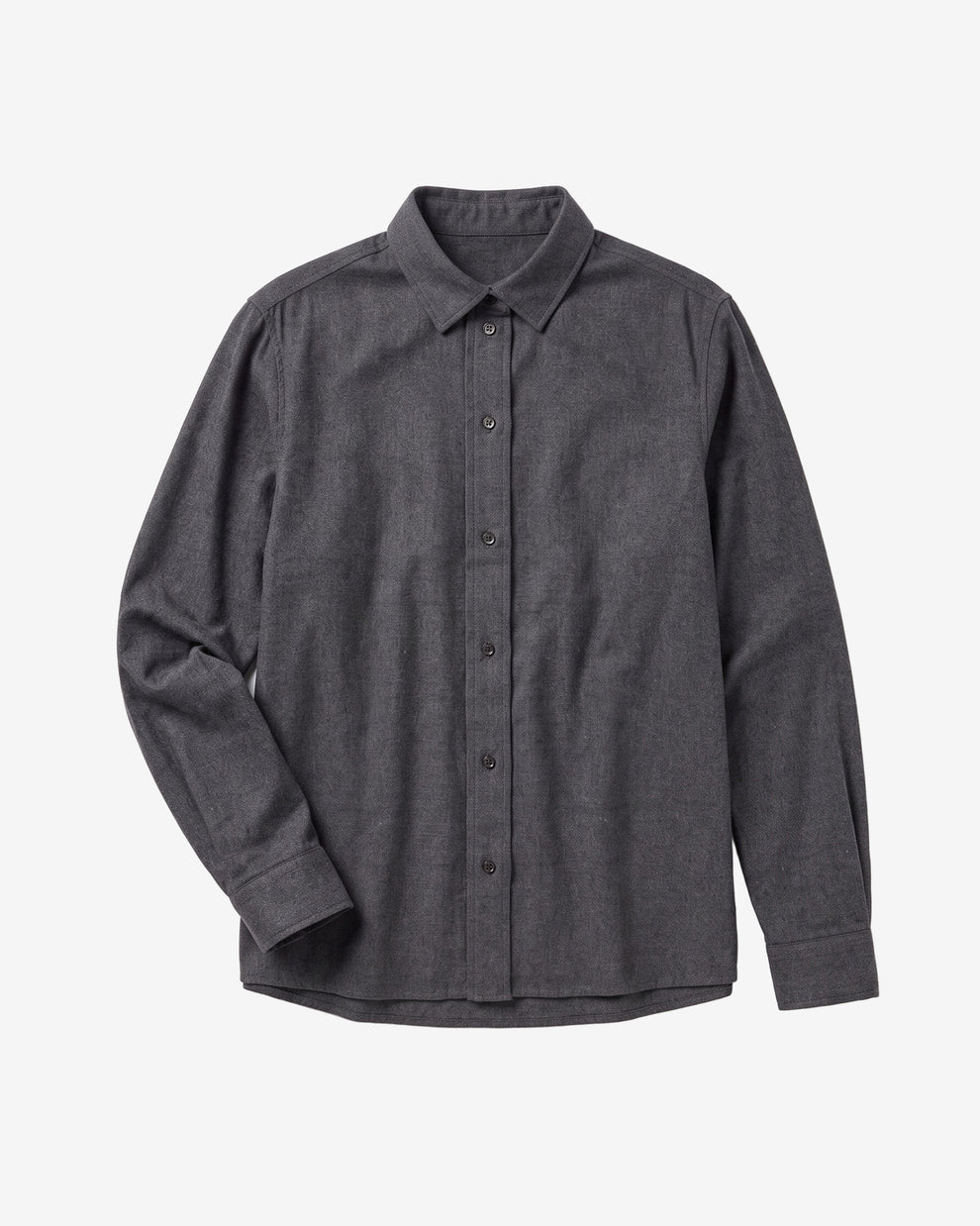 KnowledgeCotton Apparel - WMN Vega relaxed flannel shirt Shirts 1073 Dark Grey Melange