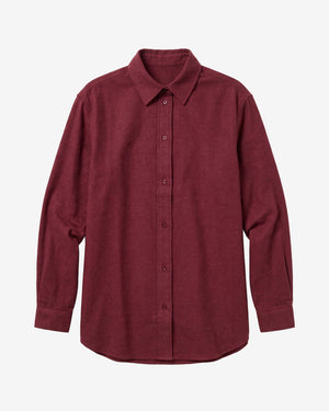 KnowledgeCotton Apparel - WMN Vega relaxed flannel shirt Shirts 1500 Burgundy