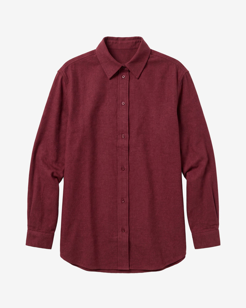 KnowledgeCotton Apparel - WMN Vega relaxed flannel shirt Shirts 1500 Burgundy