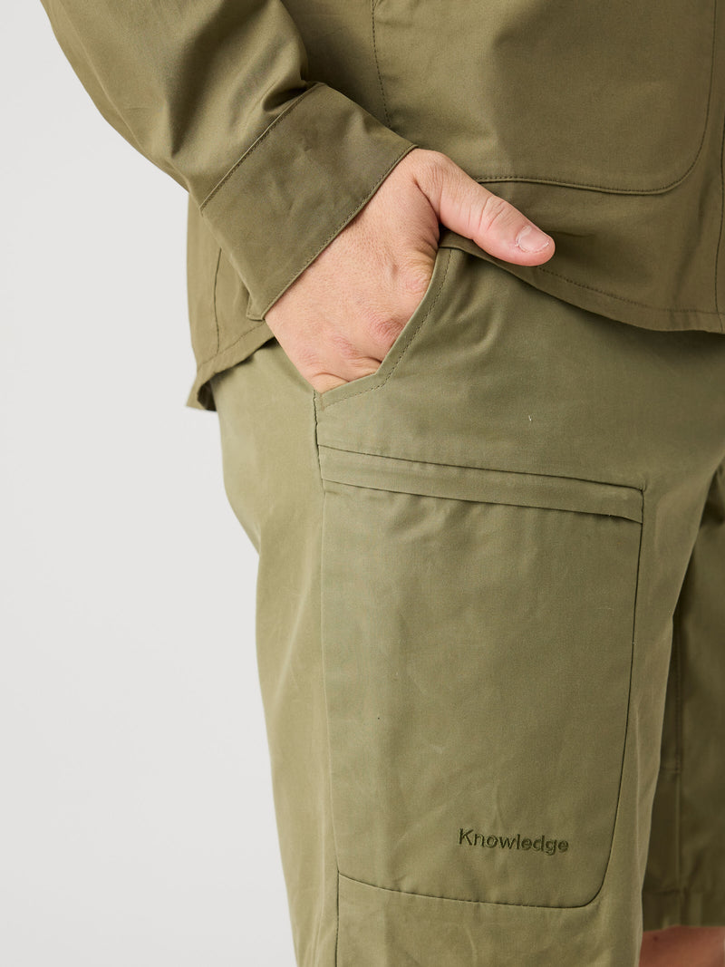 KnowledgeCotton Apparel - MEN Vent Canvas 200 classic shorts - GOTS/vegan Shorts 1068 Burned Olive