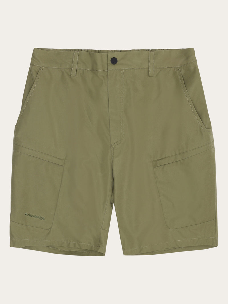 KnowledgeCotton Apparel - MEN Vent Canvas 200 classic shorts - GOTS/vegan Shorts 1068 Burned Olive