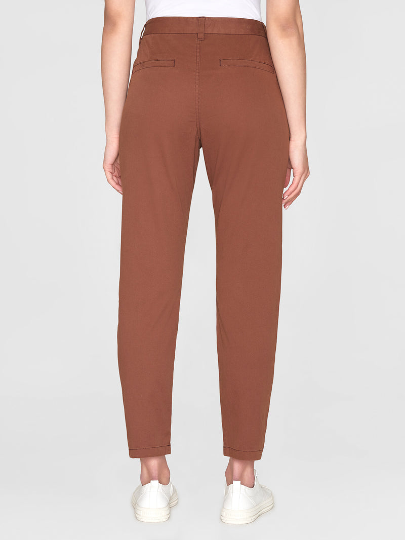 KnowledgeCotton Apparel - WMN WILLOW regular cropped poplin chino Pants 1441 Tiramisu