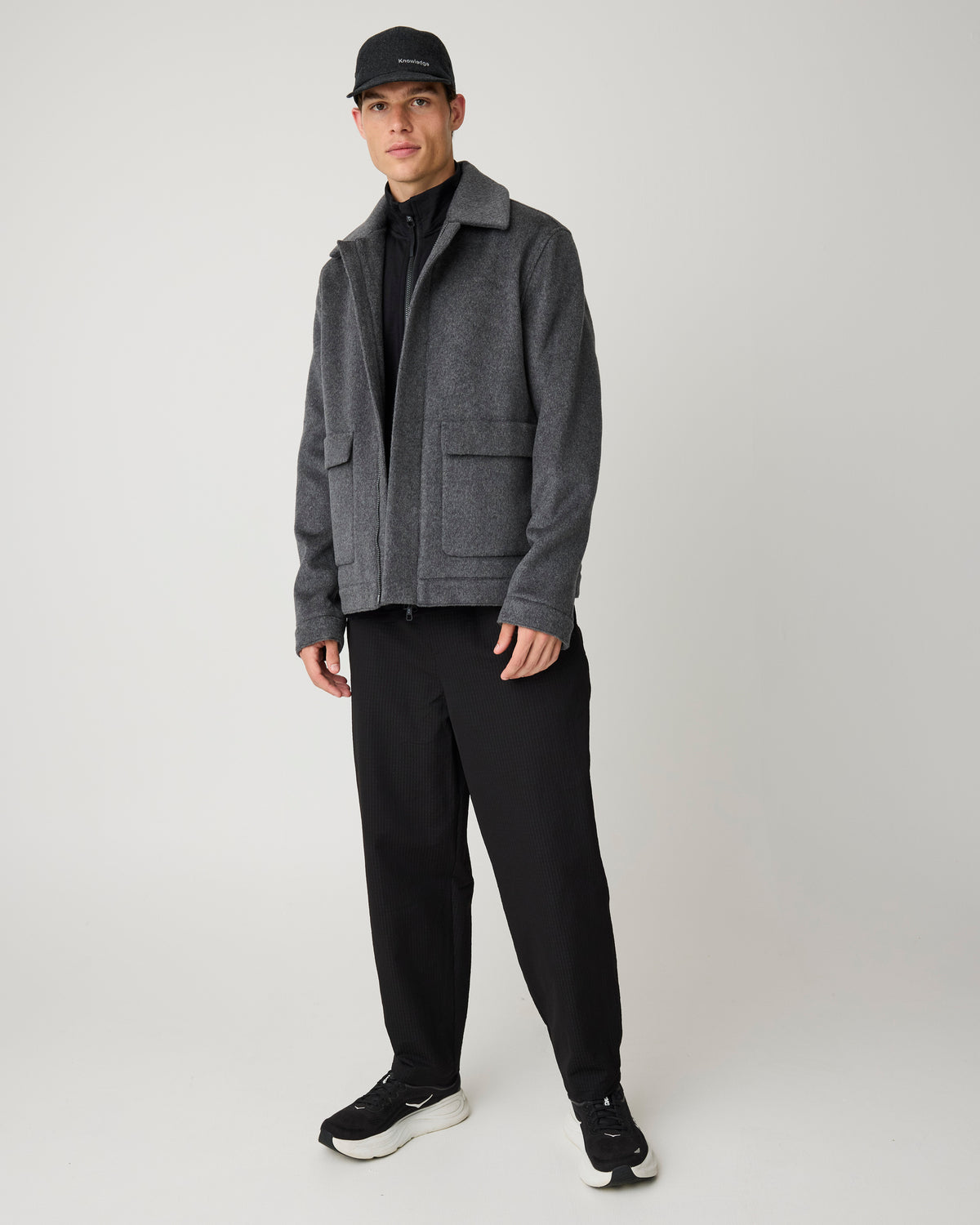 KnowledgeCotton Apparel - MEN Wool Jacket Jackets 1073 Dark Grey Melange