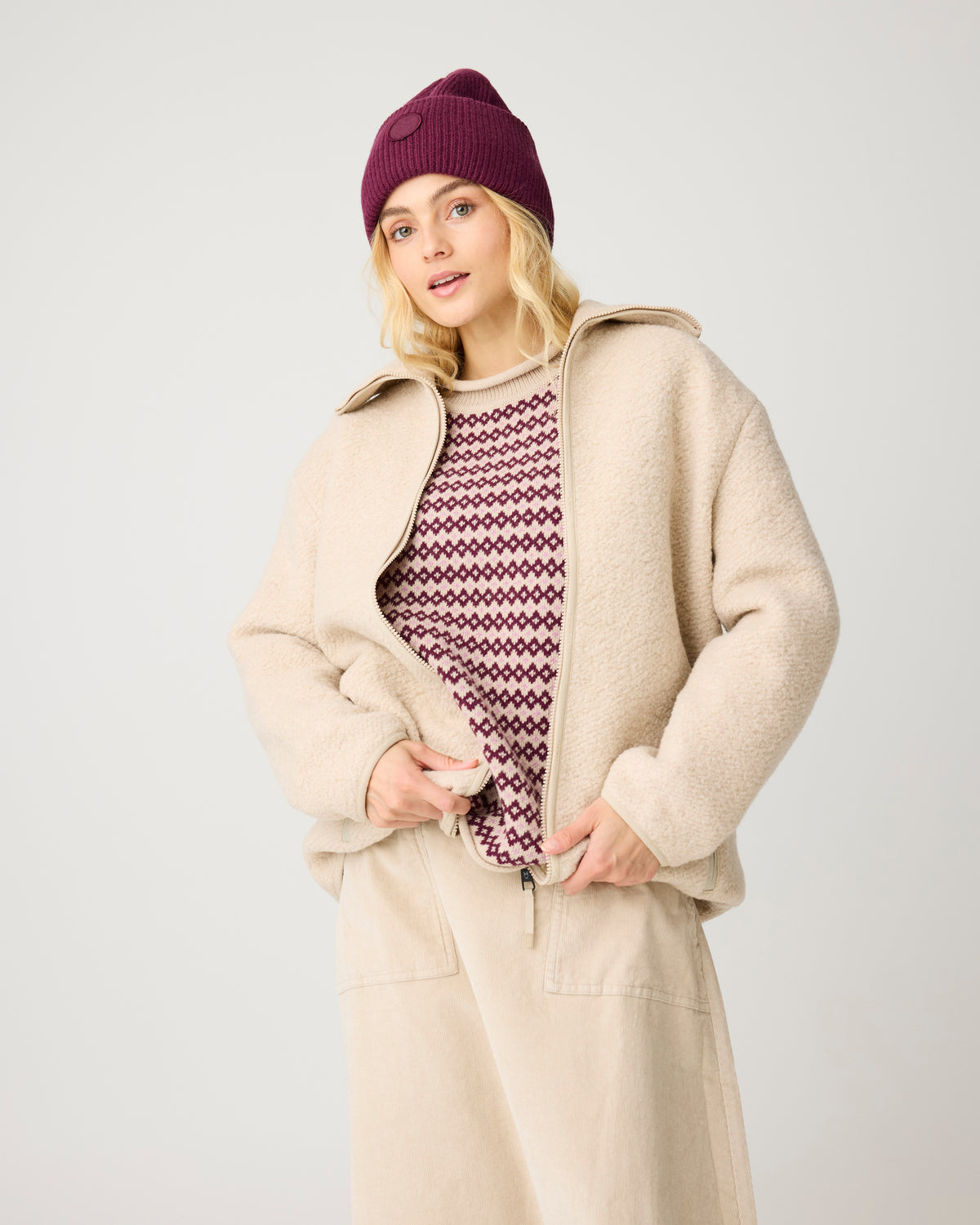 KnowledgeCotton Apparel - WMN Wool fleece full zip Fleeces 9999 Item Colour