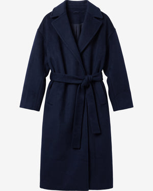 KnowledgeCotton Apparel - WMN Wool lapel coat Jackets 1412 Night Sky