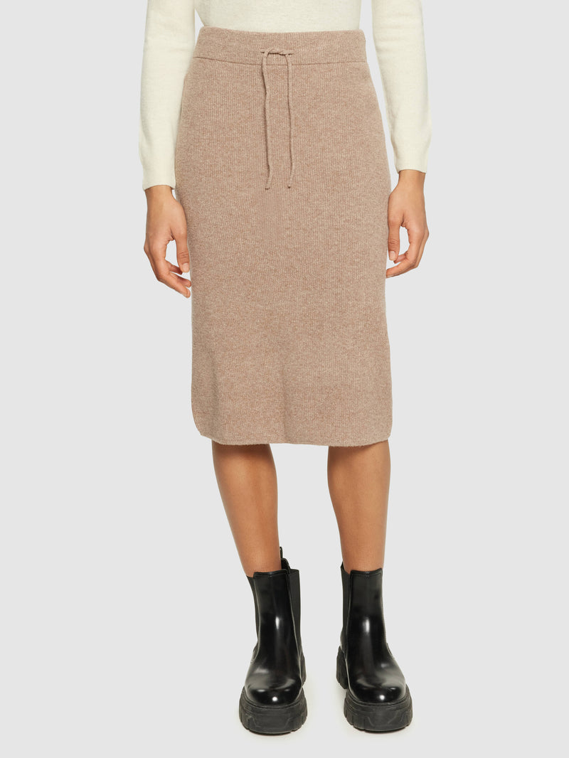 KnowledgeCotton Apparel - WMN Wool midth lengt rib knit skirt Skirts 1336 Kelp melange