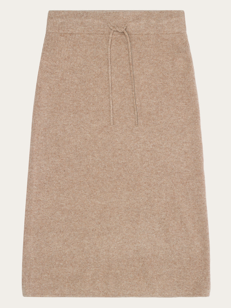 KnowledgeCotton Apparel - WMN Wool midth lengt rib knit skirt Skirts 1336 Kelp melange