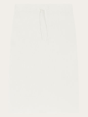 KnowledgeCotton Apparel - WMN Wool midth lengt rib knit skirt Skirts 1387 Egret