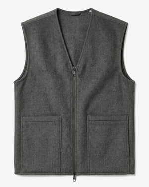 KnowledgeCotton Apparel - MEN Wool vest Vests 1073 Dark Grey Melange