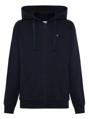 KnowledgeCotton Apparel - MEN Zip hood kangaroo badge sweat Sweats 1001 Total Eclipse