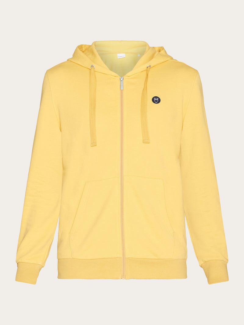 KnowledgeCotton Apparel - MEN Zip hood kangaroo badge sweat Sweats 1429 Misted Yellow