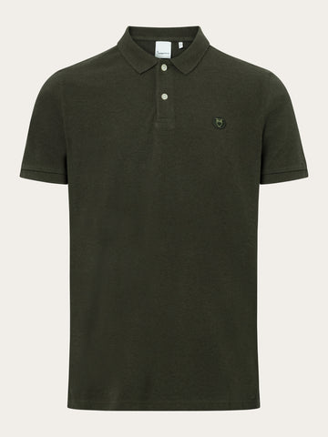 KnowledgeCotton Apparel - MEN Basic badge polo Polos 1318 Green melange