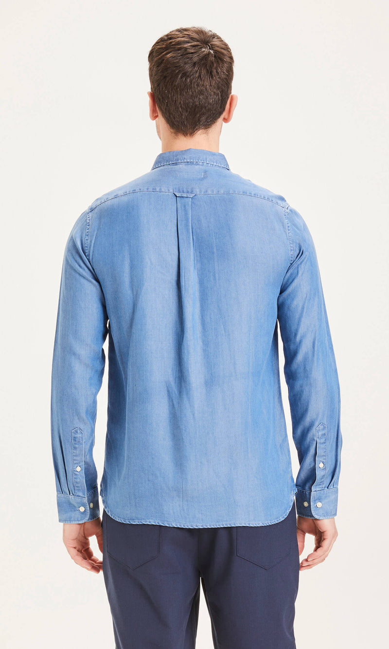 KnowledgeCotton Apparel - MEN ELDER relaxed fit denim Tencel™ shirt Shirts 3035 Vintage Indigo