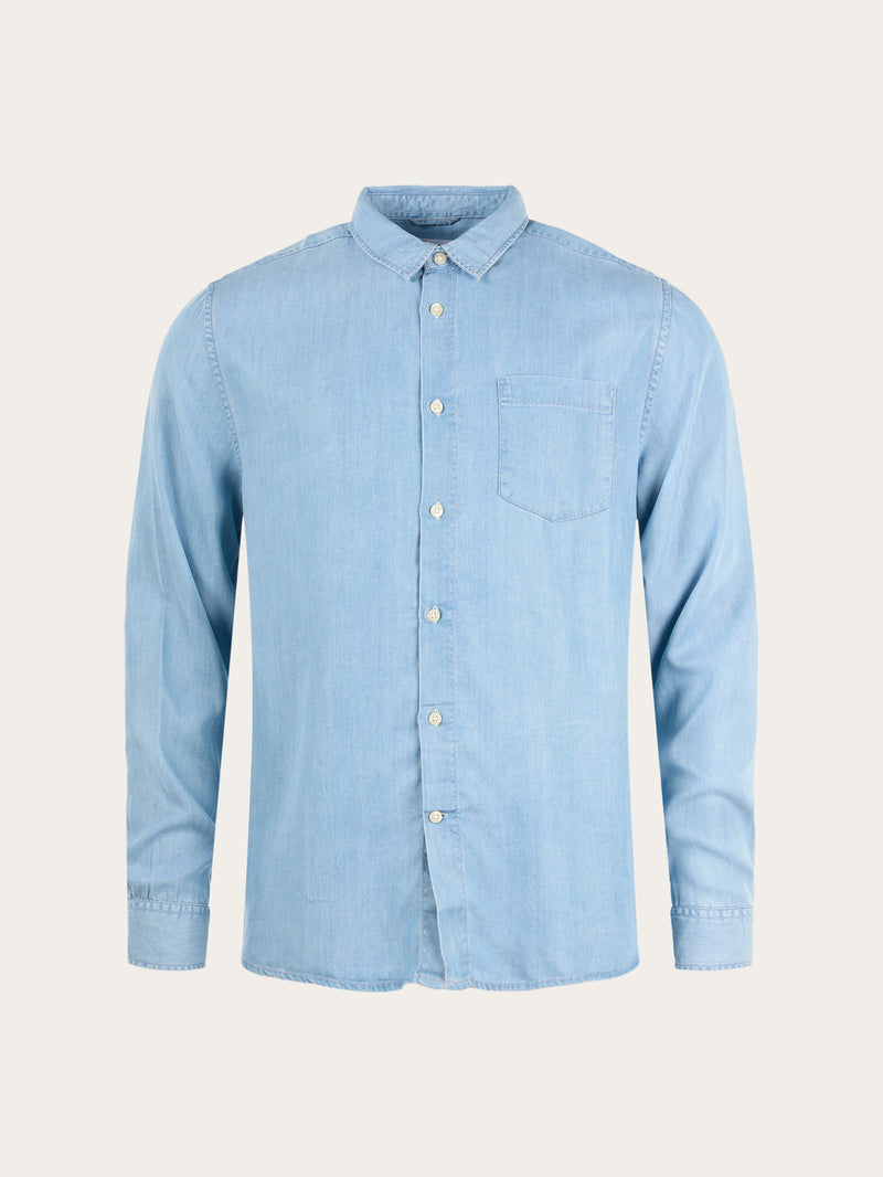 KnowledgeCotton Apparel - MEN ELDER relaxed fit denim Tencel™ shirt Shirts 3035 Vintage Indigo