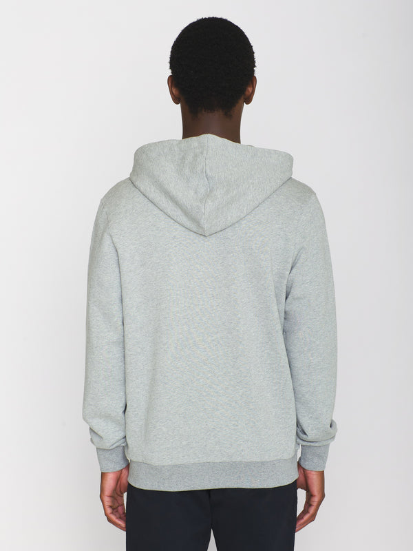 KnowledgeCotton Apparel - MEN Zip hood kangaroo badge sweat Sweats 1012 Grey Melange
